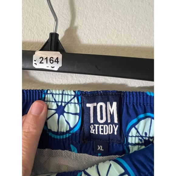 Men's Tom and Teddy Deep Blue Lime Swim Suit Sz XL-EUC - Picture 3 of 3